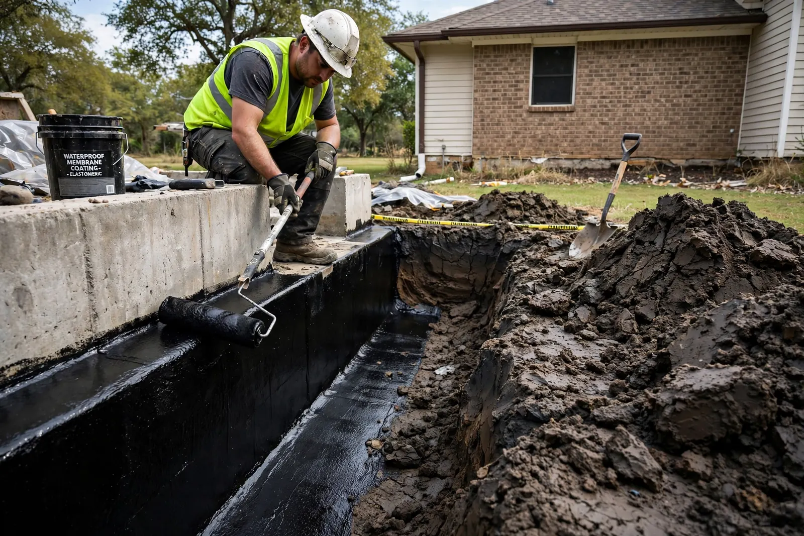 Foundation Waterproofing work by Ironroot in Burleson, Texas